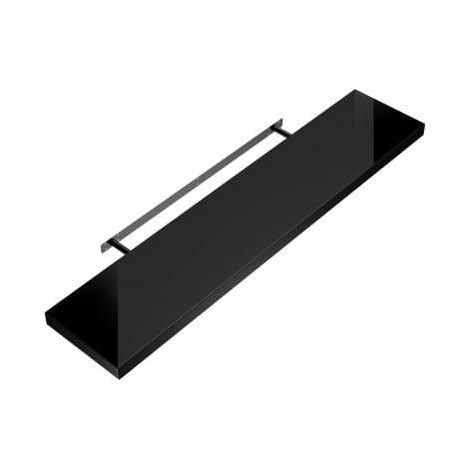 Étagère murale flottante 50 cm en MDF Noir Brillant. Tablette à fixer au mur (1/4)