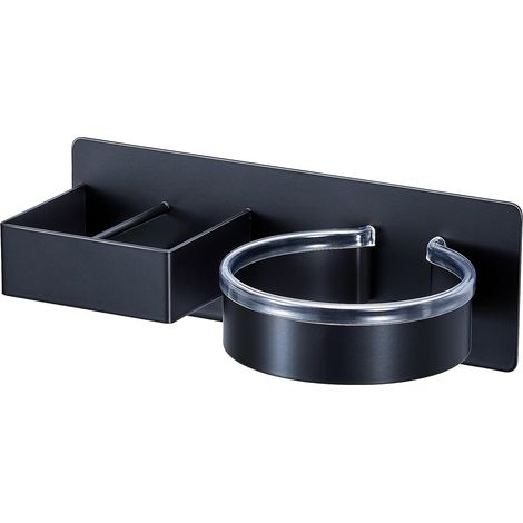 Porte Seche Cheveux et Lisseur, Support Seche Cheveux Mural, Acier Inoxydable Porte Seche Cheveux sans Percage, Support Lisseur Noir, Porte Seche Cheveux Mural pour Salle de Bain (1/5)