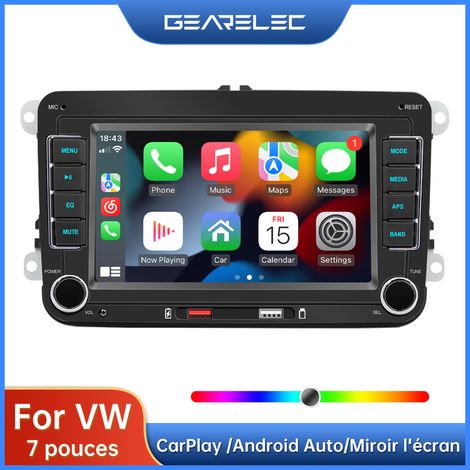 Autoradio 7 Pouces pour VW Carplay Sans Fil Android Auto Lecteur Mp5 Multimédia Avec Écran USB Miroir Bluetooth Appels