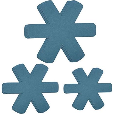 Protège-poêles en feutre, plus grands et plus épais, gris/orange/cyan au choix, 3 tailles différentes, 12 pièces de séparateurs pour protéger et empiler vos ustensiles de cuisine (cyan) (1/5)