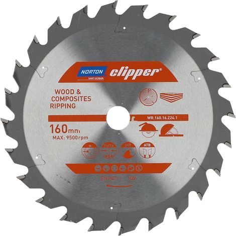 Norton piła tarczowa 160mm x 16mm x 24z drewno i kompozyty atb (2,6 / 1,6)