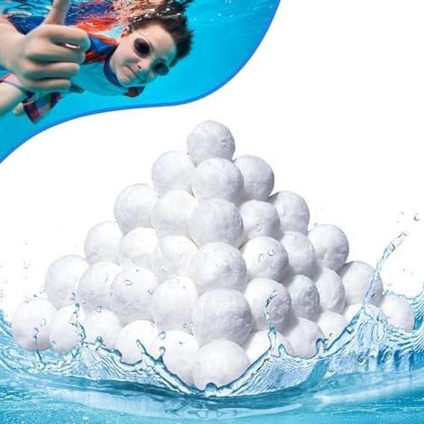 Balle Filtrante Piscine,700g Balles Filtrantes pour systèmes de Filtre a Sable Piscine Remplacer 25kg de Sable Filtration Piscine,Convient à Divers Systèmes De Filtration (Blanc - 700g) (1/5)