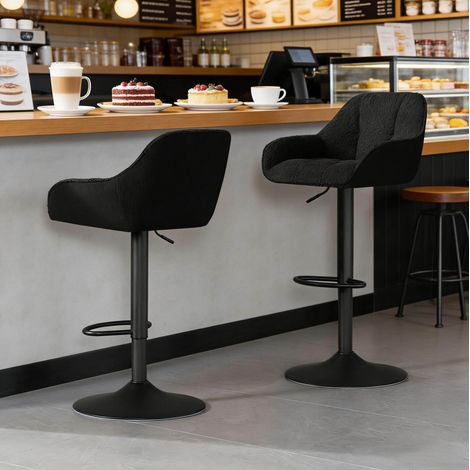 Set 2 sedie girevoli da bar in chenille OKMYHOME (1/5)