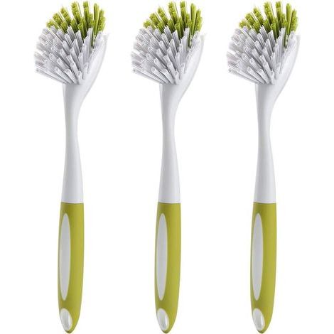 Spazzola per stoviglie, lavello da cucina, padella con setole rigide, giallo-verde, 3 pezzi (1/5)
