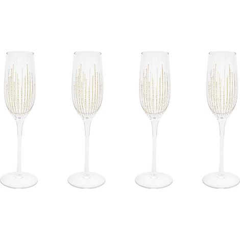 Lot de 4 Flûtes à Champagne "Lunis" 21cl Doré (1/4)
