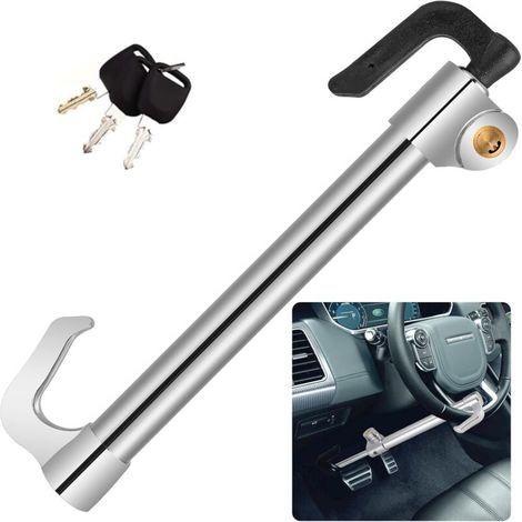 Antivol Volant Voiture,Universel Serrure de Volant,Canne Antivol Voiture,Bloque Volant Auto avec 3 Clés,FabriquÉ en Acier Inoxydable (1/4)