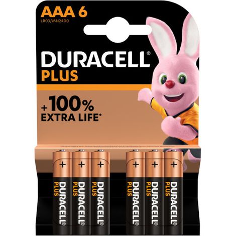 Batteria Alcalina Minitilo AAA Duracell PLUS POWER con tecnologia DURALOCK in blister da 6