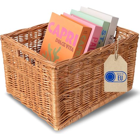 Panier de Rangement en Osier Naturel - 40 x 30 x 24 cm