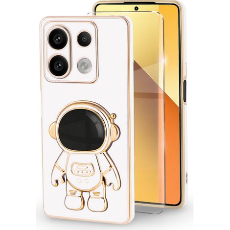 Schutzhülle für Xiaomi Redmi Note 13 5G, Astronautenmotiv, Weiß + 9H-Hartglas (1/5)