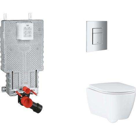 Grohe Uniset - Set bâti-support, cuvette, abattant SoftClose, plaque de déclenchement Skate Cosmopolitan, chrome SANI15BB2110