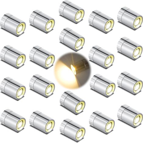 Guirlandes lumineuses électroniques LED multicolores - Cylindres rotatifs électroplaqués, blanc chaud, éclairage continu-Lot de 20 (1/5)