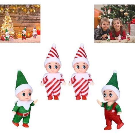 WEIHNACHTSFIGUREN - 4 Stücke: Schelmischer Elf, frecher Weihnachtswichtel, festlicher Wichtel, Mini-Elfenpuppe, kleiner Festwichtel
