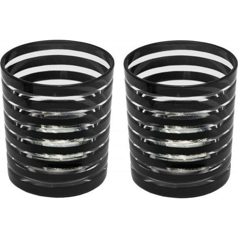Lot de 2 Mugs Noirs Tasses à Boire Design pour la Table et la Cuisine Hauteur 9 cm - PANGIVO