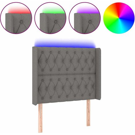 Maison Exclusive - Cabecero con LED de tela gris oscuro103x16x118 (1/5)
