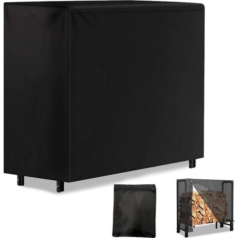 Housse pour bûches, 244 x 61 x 107 cm, en tissu Oxford 420D imperméable, noire (1/5)
