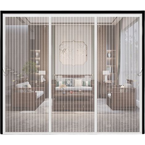 Moustiquaire Porte 130x210cm Fenetre Magnetique,Rideau Anti Insecte Mouche, Blanc