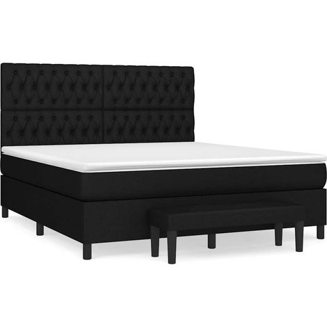 Maison Exclusive - Cama box spring con colchón tela negro 180x200 (1/5)