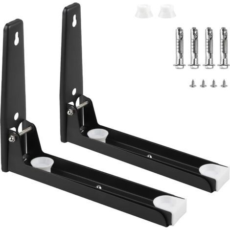 Wall Mount for Microwave, 201 Stainless Steel, Foldable and Telescopic, Maximum Load 40 kg, Black (1/5)