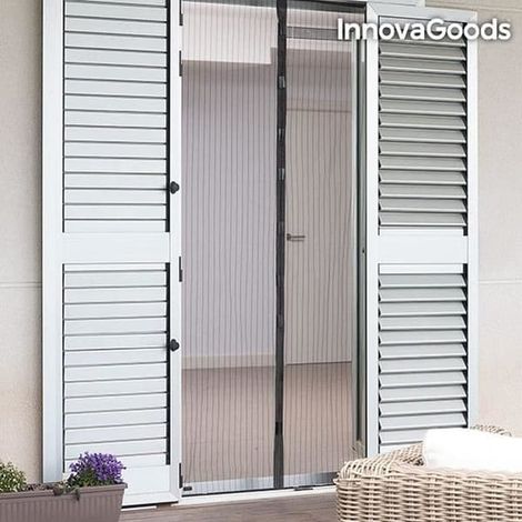 Moustiquaire réglable pour fenêtre ou porte avec aimant - Noire - Fixation magnétique centrale - Dimensions 49,5 x 209 cm (1/4)
