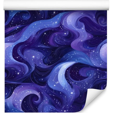 Papel pintado de galaxia en acuarela azul, azul marino, índigo y violeta 50x1000 cm (1/5)