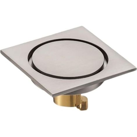 Égouttière de salle de bain invisible en cuivre épais, étanche et anti-débordement, pour WC et machine à laver, ronde et invisible brossée. (1/4)
