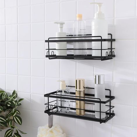 Organizer Doccia Ripiano Bagno 2 Pezzi Robusto Nero (1/5)