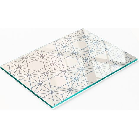 Tagliere da cucina in vetro temperato con decorazioni geometriche, 80x52 cm. (1/5)