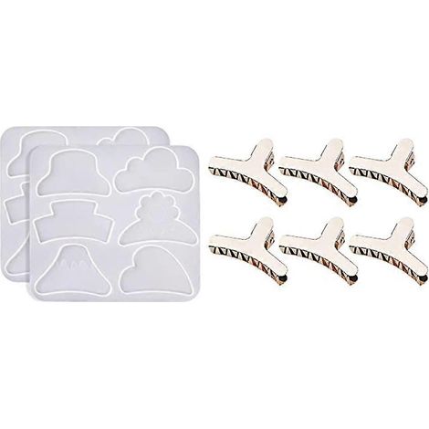 Silikonharzform, 2 Stück kleine Haarspangen-Epoxidform mit 6 Stück Metall-Haarspangen, DIY-Schmuck (1/5)