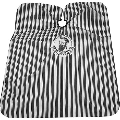 Cape de coiffure rayée, coiffure, coupe de cheveux, coloration, châle, tablier, outils de coiffure pour adultes, rayures noires et blanches (1/5)