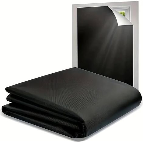 Rideau occultant portable 145x300 cm – Bande auto-agrippante – Noir – Pour fenêtres, lucarnes – Découpable (1/5)