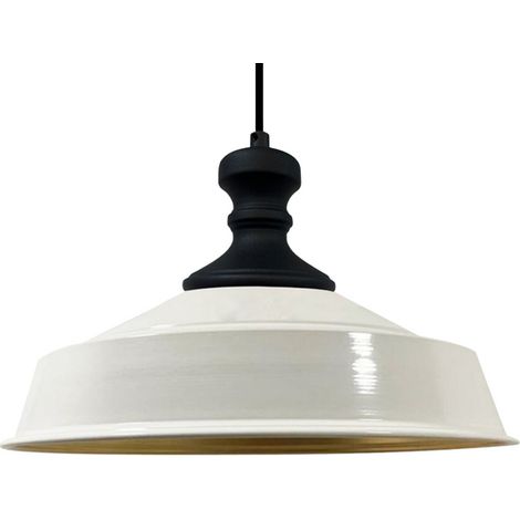 Handbemalte Industrielle Hängeleuchte aus Weiß Metall – Vintage-Kronleuchter E27 Ø41 cm für Wohnzimmer, Schlafzimmer Oder Esszimmer (1/4)