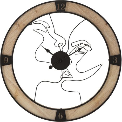 Orologio da Muro Couple Ø 60x3 cm in Ferro e Legno (1/5)