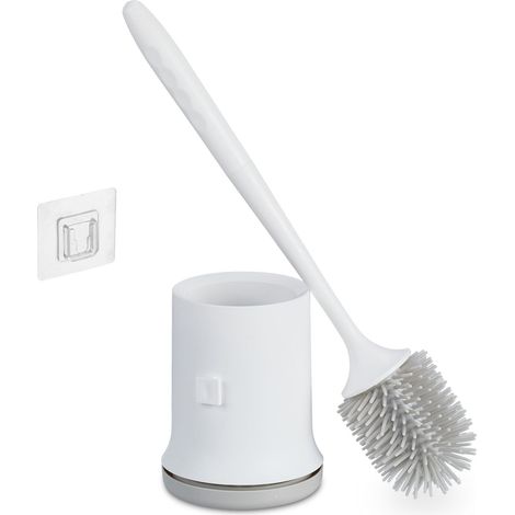 Set scopino WC moderno montaggio a parete pulizia massima 35 x 10 cm in plastica bianca 130013731