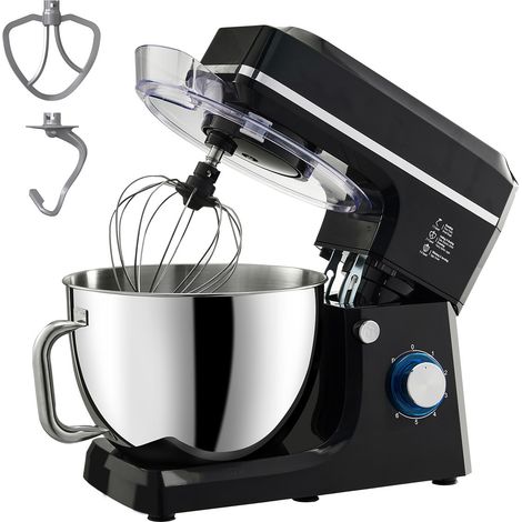 Mophorn Batidora de pie, batidora de masa de 8,3 cuartos de galón, batidora de alimentos con cabezal inclinable de 1400 W y 6 velocidades, tazón de acero inoxidable, gancho para masa