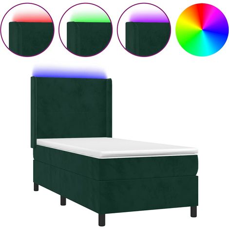 Maison Exclusive - Letto a Molle con Materasso e LED Verde Scuro 90x200cm Velluto (1/5)