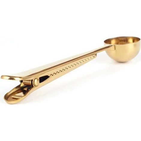 Doseur à café avec clip Or - Cuillère avec clip pour sac à café or gold (1/5)
