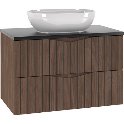 Meuble simple vasque 80cm Siena bois et noir (1/5)