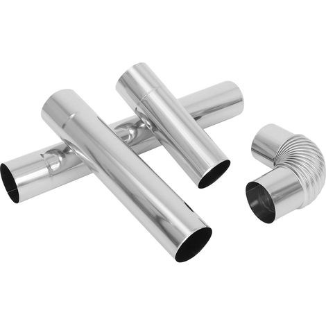 Ensemble de 4 pièces conduits cheminée et poêle en acier inoxydable 6 cm diamètre, comprenant des