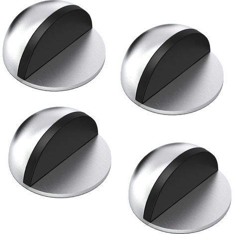 Topes de puerta, juego de 4 topes de puerta de acero inoxidable con protectores de goma, topes de puerta adhesivos para todo tipo de suelos duros. (1/5)
