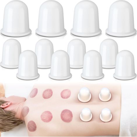12 piezas – (3 juegos para uso doméstico y alivio del dolor) Masaje con ventosas de vacío (blanco) Silicona adecuada para la reducción de la artritis y la celulitis (1/5)