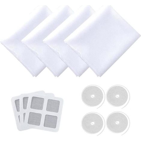 Lot de 4 moustiquaires pour fenêtre - Moustiquaire - Moustiquaire universelle - Avec 4 roulettes blanches autocollantes 130 x 150 cm (1/4)