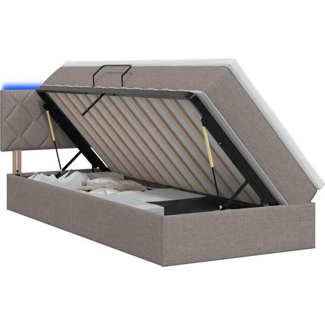 Maison Exclusive - Letto con contenitore LED e materasso Tortora 90 x 190 cm (1/5)