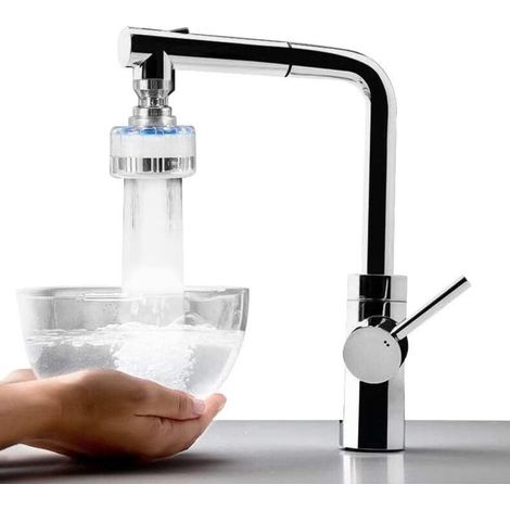 Filtre à eau pour Robinet cuisine, Economie d'eau Purificateur Anti-Calcaire Anti-éclaboussure, Pivotant 360° Universel (1/5)