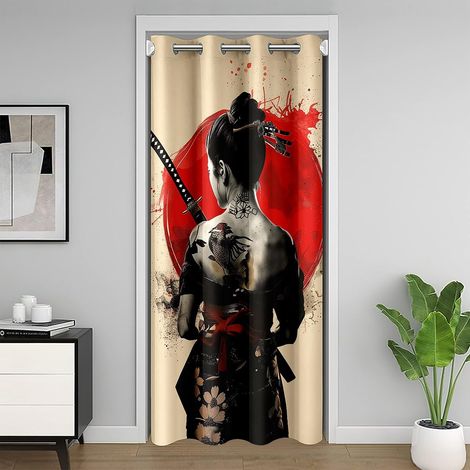 Rideau de porte japonais 106 x 203 cm pour garçons et filles Style japonais Tradition japonaise Esthétique Pour porte intérieure Séparateur de pièce (1/5)