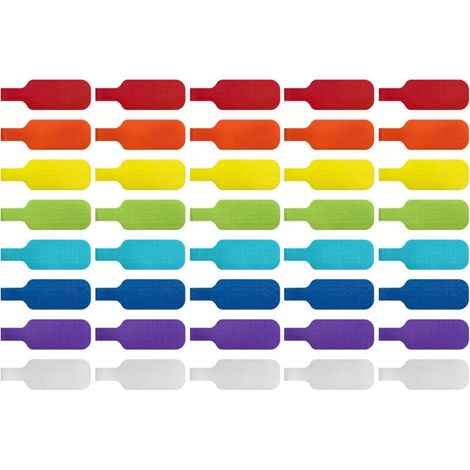 Etiquettes Velcro Réutilisables pour Gestion des Câbles - Nylon Durable - 40 Pièces 8 Couleurs - Pour Identification Claire des Câbles