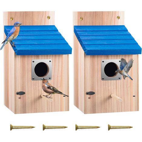 Zedernholz-Vogelhäuser im Set – 3,81 cm Eingang – Metallschutz – Luftbelüftung – Geeignet für Blaumeisen (1/4)