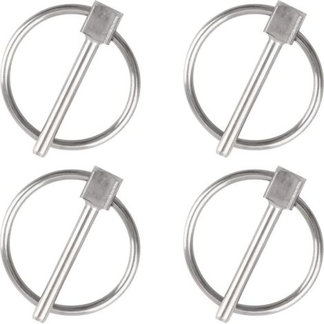 Pasador de seguridad, 4 unidades, 3 mm de diámetro, acero inoxidable, redondo, pasador de seguridad, pasador de bloqueo para remolque, pasador de fijación Lynch para vías, granja, césped