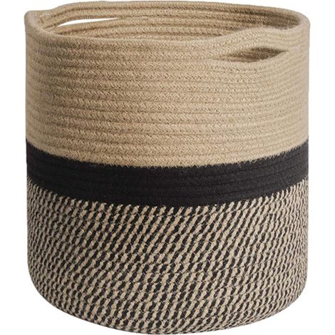 20cm Paniers en Corde Coton, Panier Rangement Tissé Corde Coton,pour Plantes d'intérieur, Pot de Fleurs et Jouets, Fournitures d'Artisanat, Stockage Vêtements(Noir Marron) (1/5)