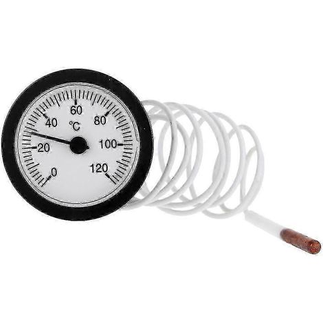 Thermomètre à cadran capillaire avec capteur de 1 m, plage de température 0-120 °C (eau/huile). (1/4)