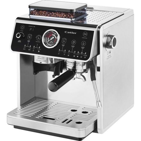 Máquina de espresso de palanca CATLER ES 910 - Café en grano - Doble bomba 20/5 bares - Molinillo de acero inoxidable 30 niveles - Negro/acero inoxidable (1/5)